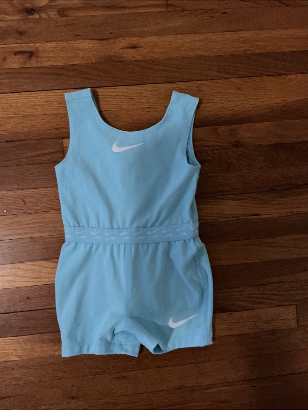 Nike Light Blue Sleeveless Athletic Romper with White Swoosh